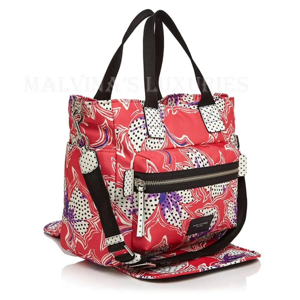 MARC JACOBS DIAPER BAG RED SPOTTED LILY PRINTED BIKER BABYBAG